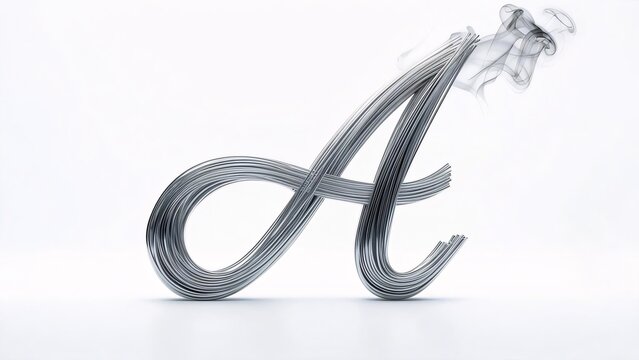 Elegant 3D Render of Letter A  Metallic Script Font Design