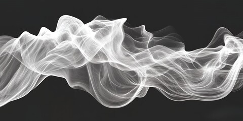 Poster - Abstract white flowing smoke wave design on black background elegant modern digital art graphic illustration Ideal for website banner wallpaper or presentation