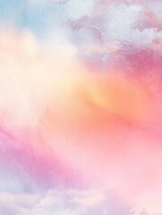 Poster - Gentle pastel clouds creating a serene, dreamy sky with hints of peach, pink, and blue hues that evoke feelings of calmness and tranquility