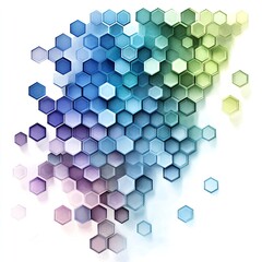 Poster - Abstract Hexagon Pattern Background Design Colorful Geometric Shapes in Blue Green Purple Hues for Technology or Science Concepts