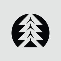 Poster - Abstract black tree silhouette inside a circle shape design