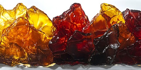 Poster - Abstract image of amber and red jelly texture resembling colorful rock formations or crystals A vibrant and visually striking background ideal for design projects