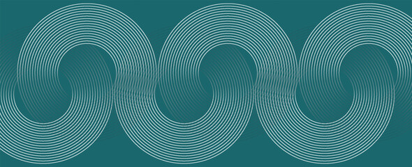 Poster - abstract turquoise green glowing geometric lines on gray background. modern shiny white circle lines