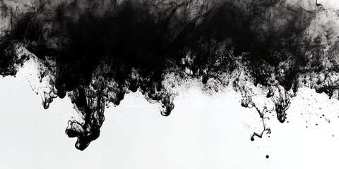 Poster - Abstract Black Ink Swirling in Water Dramatic Artistic Background Texture Design Element