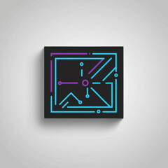 Poster - Abstract Circuit Board Design, Neon Lines on Black