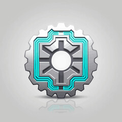 Poster - cybernetic gear icon reflecting light