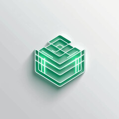 Poster - Luminescent Emerald Isometric Shape