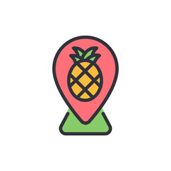 Poster - Pineapple Location Pin Creative Icon For Food Related Businesses