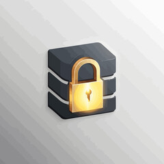 Poster - Glowing gold lock block Cyber protection