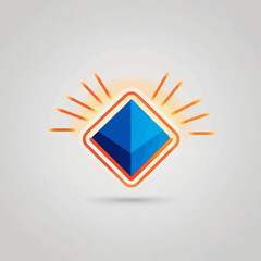 Poster - Blue Diamond with Radiating Orange Glow