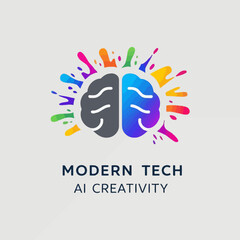 Poster - Brain graphic with colorful splash illustration.