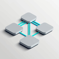 Poster - Abstract Interconnected Blocks Minimalist Tech