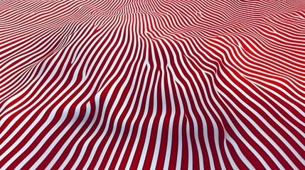 Aufkleber - Abstract Red and White Striped Wavy Texture Background Design