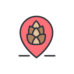 Poster - Hop Location Pin Pointing Out The Position Of Craft Beer Brewery