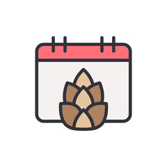 Poster - Stylized Calendar Icon Featuring A Pinecone Shape On Schedule Date