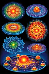 Poster - Vibrant Abstract Digital Patterns of Energy and Light Effects