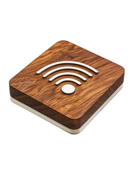 Poster - Wooden square with raised wifi symbol evoking connectivity concept