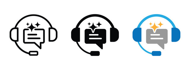Poster - Customer service using ai. Contact support icon for app and website. Transparent png and vector illustration.