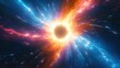 © Donna - Vibrant cosmic explosion around a black hole with fiery orange and cool blue nebula gases radiating outward in deep space