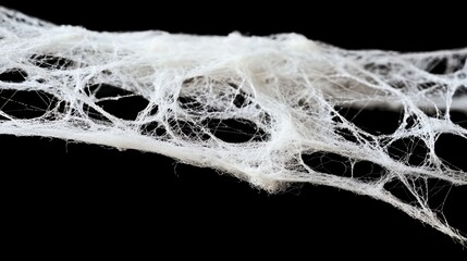 Intricate Pattern of White Spider Web on Black Background for Nature Art