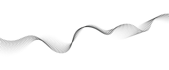 Fototapete - Flowing Dot Wave halftone gradient pattern on transparent background	