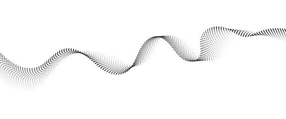 Fototapete - Flowing Dot Wave halftone gradient pattern on transparent background	