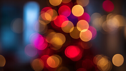 Poster - Bokeh christmas lights background abstract blur holiday festive celebration decoration design wallpaper