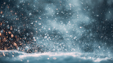 Poster - Abstract blue water background with sparkling bokeh lights and blurred motion effect for wallpaper design