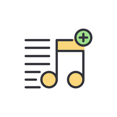 Poster - Stylized Music Note Icon With Addition Sign And Dynamic Lines Element