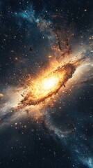 Poster - Galactic event stunning spiral galaxy outer space digital art cosmic environment wide angle universe exploration