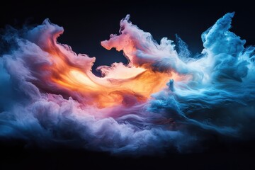 Poster - Dynamic abstract clouds in vibrant colors digital art studio environment close-up viewpoint visual concept