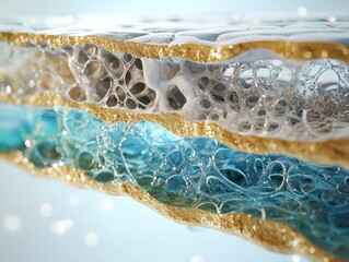 Poster - Exploring the intricate structure of bubbles in a fluid environment macro photography abstract art