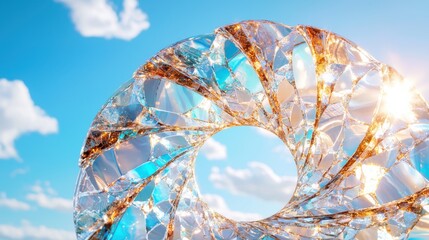 Poster - Captivating spiral glass sculpture outdoor art installation modern design bright sky abstract concept