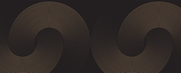 Poster - abstract elegant black background with shiny gold geometric lines. modern gold diagonal rounded line