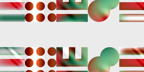 Leinwandbilder - Abstract composition. Red, green, white elements overlap creating blurred shapes. Minimalist design, geometric forms present.