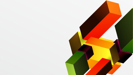 Poster - Abstract geometric shapes overlap, creating dynamic composition. Bright colors contrast against white background. Modern design elements present.