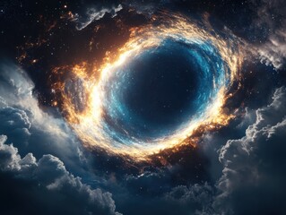 Poster - Cosmic phenomenon unveiled galactic black hole in the universe digital art night sky immersive experience