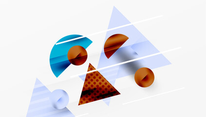 Aufkleber - Abstract geometric composition. Shapes overlap, creating dynamic visual interest. Blue, brown, white dominate design. Minimalist aesthetic.