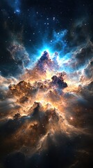 Poster - Cosmic explosion in space stellar nebula digital art universe high-resolution awe-inspiring visuals