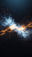Poster - Dynamic cosmic explosion outer space digital art dark background wide angle energy and creation