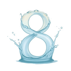 Aufkleber - Water Forming the Number Eight, A Symmetrical Splash Creating the Shape of the Numeral 8 with Water Droplets and Reflections