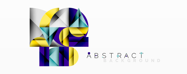Poster - Geometric shapes overlap, creating vibrant colorful design. Modern aesthetic, suitable for backgrounds, presentations.