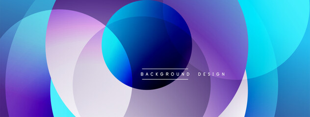 Poster - Abstract composition featuring overlapping circles. Vibrant purple, blue hues create dynamic visual effect. Modern design element.