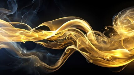 Leinwandbilder - Golden smoke gracefully twirls and dances in a captivating display of ethereal beauty and fluid motion.