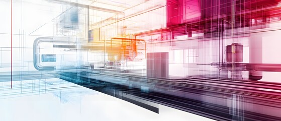Poster - A futuristic abstract representation of technology featuring sleek lines and vibrant colors. This design symbolizes innovation and modernity in a digital age.