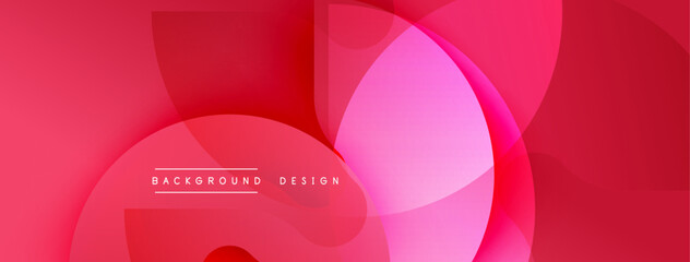 Fototapete - Abstract red background. Overlapping circles create dynamic visual effect. Modern design suitable for banners, presentations.