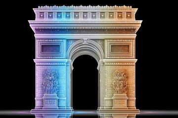 Poster - A tricolor banner projected onto a monument during a light show