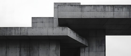 Poster - A striking modern architectural design featuring bold concrete structures with sharp angles and a minimalist aesthetic