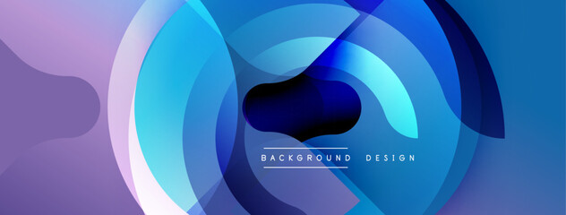 Aufkleber - Abstract circles overlap, creating dynamic blue, purple gradients. Modern design elements suggest technology, innovation. Minimalist aesthetic.