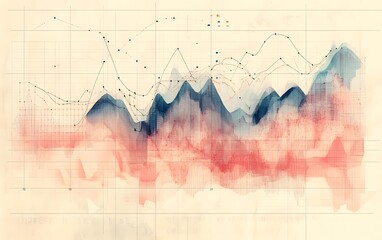 Poster - A visually striking abstract chart representing data trends, showcasing vibrant colors and intricate patterns that illustrate historical and predictive analysis for effective decis